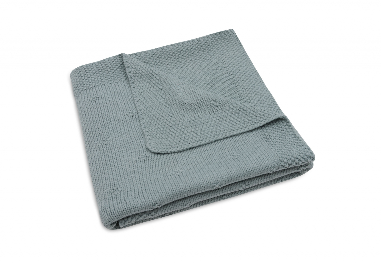 Pătură bebeluși tricotată din bumbac organic pentru bebeluși 100x75 cm Cozy Knit Sea Green Jollein [4]