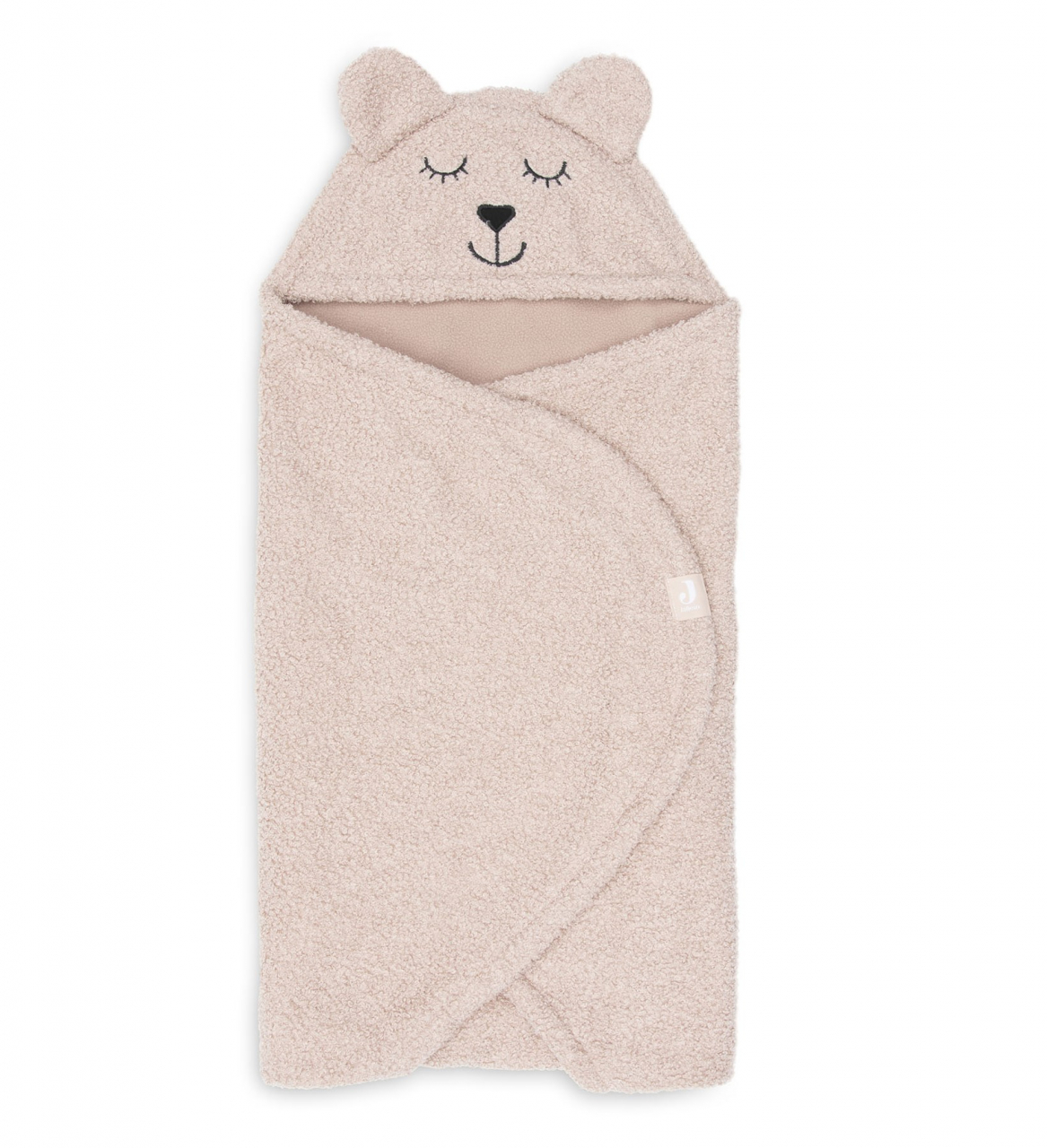 Păturică de înfășat bebeluși cu glugă pentru bebeluși Bear Boucle Wild rose Jollein [1]