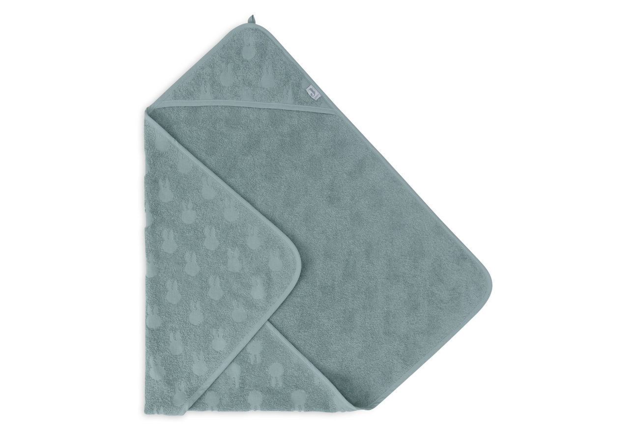 Prosop bebeluși cu glugă din bumbac terry 75x75 cm Miffy Jacquard Sea Green Jollein [1]