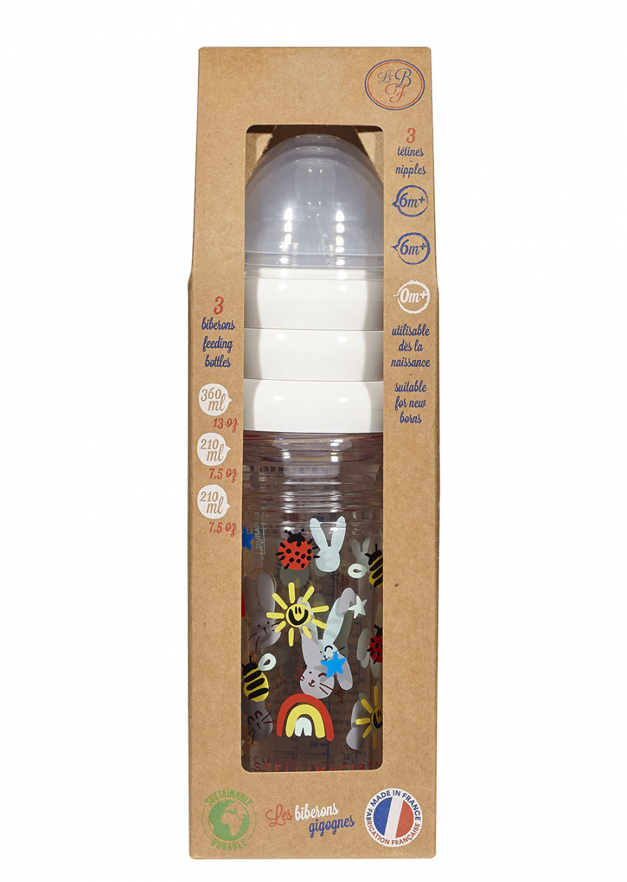 Set 3 biberoane anti-colici 210 ml, 210 ml, 360 ml Abeille Le Biberon Francais [2]