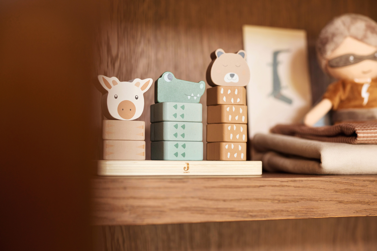 Set jucării stivuire lemn bebeluși Jungle Jambo Jollein [4]