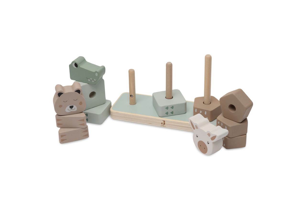 Set jucării stivuire lemn bebeluși Jungle Jambo Jollein [3]