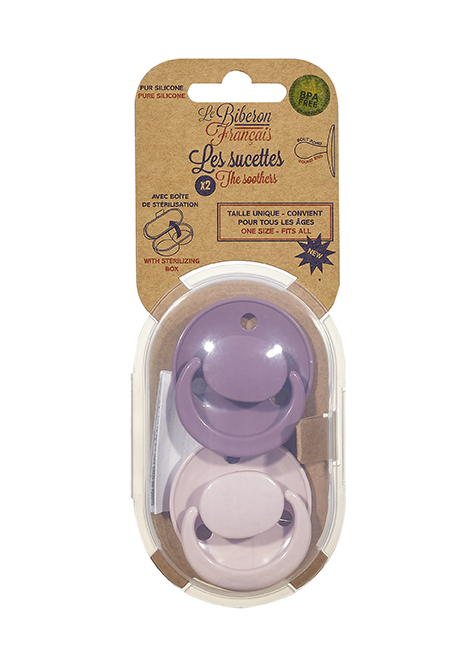 Suzetă cu tetină rotundă set 2 bucăti, roz Le Biberon Francais [3]