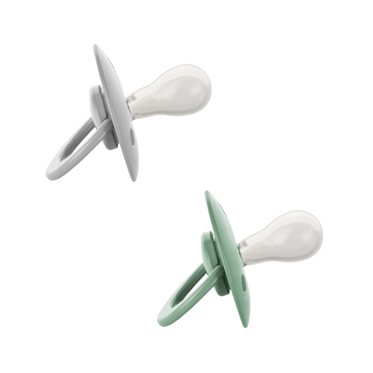Suzetă cu tetină rotundă set 2 bucăti, verde gri Le Biberon Francais [2]