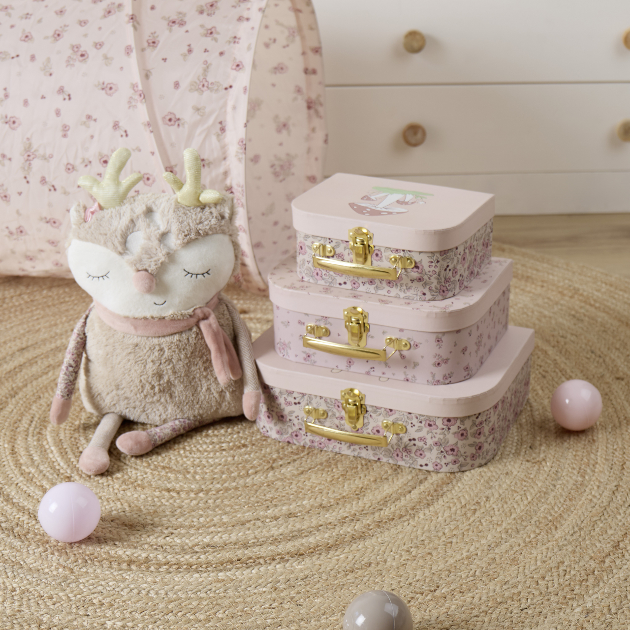 Valize decorative set 3 bucati Ella Dreamy Flowers Bieco [9]
