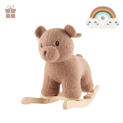 Balansoare bebeluși - Balansoar pentru copii din lemn și pluș, Ursuleț Mika – Bieco