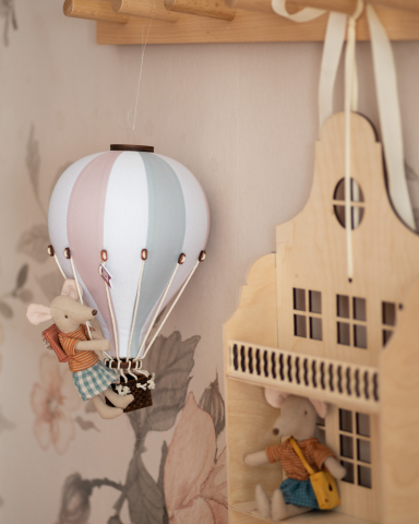 Balon decorativ cu aer cald roz bleu alb 28 cm [2]