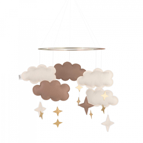 Carusele decorative pătuț bebeluși - Carusel decorativ pentru pătuț bebeluși cu norișori din fetru Fantasy Clouds - Rose Glow