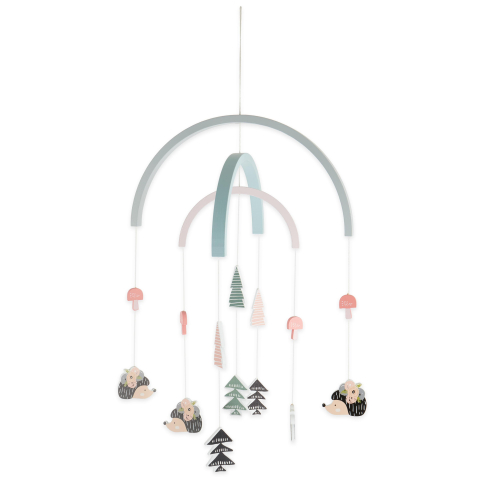 Decoratiuni camera copilului - Carusel din lemn pentru pătuț bebeluși Bieco cu arici și elemente din natură
