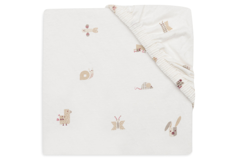 Cearceaf pătuț bebeluși cu elastic 120 x 60 cm din bumbac Oeko-Tex Animal Friends Jollein [2]