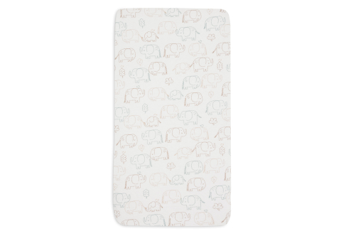 Cearceaf pătuț bebeluși cu elastic 120 x 60 cm din bumbac Oeko-Tex Elephant Tales Jollein [1]