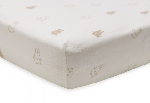 Cearceaf pentru pătuț din bumbac Oeko-tex 120 x 60 cm Happy Miffy Nougat Jollein [2]