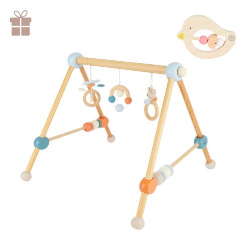 Produse cu cadou - Centru de activități și gimnastică bebeluși din lemn cu jucării, ursuleț Bieco