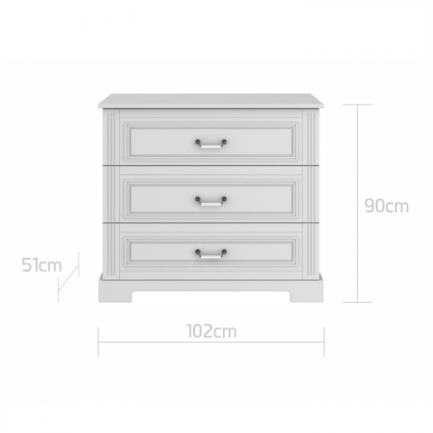 Comoda eleganta alba Ines cu 3 sertare, MDF [6]