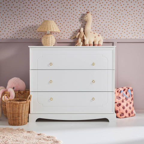 Comode - Comoda eleganta alba Royal cu 3 sertare, MDF