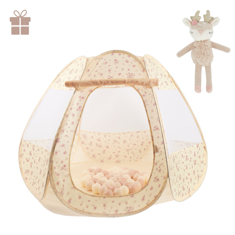 Produse cu cadou - Cort de joacă pentru copii cu 50 bile Vintage Flowers Bieco