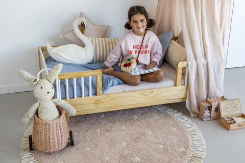 Covor rotund din bumbac Fleur - Tapis Petit, roz cu inimioare [4]
