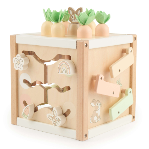 Cub cu activități montessori din lemn pentru bebeluși 5 în 1, Bunny Fine Bieco [7]