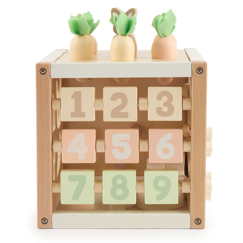 Cub cu activități montessori din lemn pentru bebeluși 5 în 1, Bunny Fine Bieco [10]