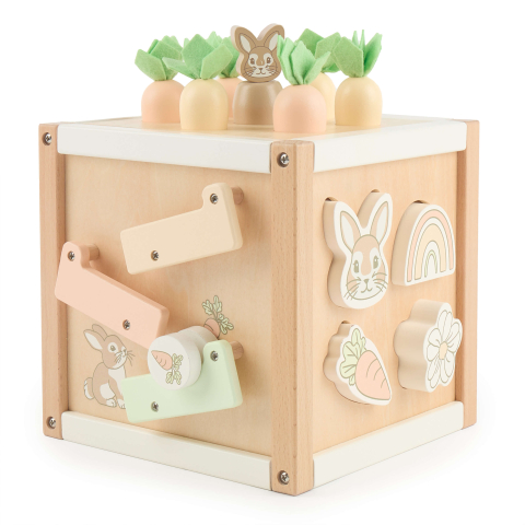 Cub cu activități montessori din lemn pentru bebeluși 5 în 1, Bunny Fine Bieco [8]