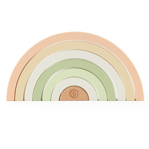 Produse - Jucarie montessori din lemn pentru bebelusi, Curcubeu Bunny Fine Bieco