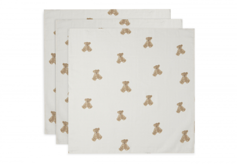 Museline bebeluși - Muselină bebeluși bumbac set 3 bucati 70x70 cm Teddy Bear Jollein