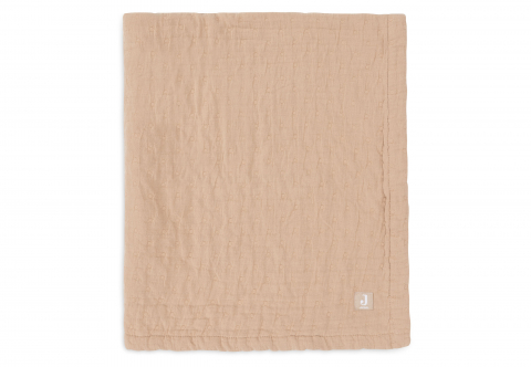 Pături pentru bebeluși - Pătură bebeluși din muselină bumbac organic 100x75 cm Jacquard Biscuit Jollein