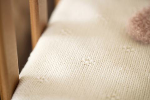 Pătură bebeluși tricotată bumbac organic 100x75 cm Cozy Knit Ivory Jollein [4]