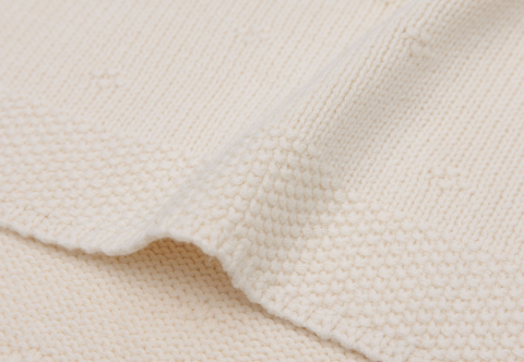 Pătură bebeluși tricotată bumbac organic 100x75 cm Cozy Knit Ivory Jollein [8]
