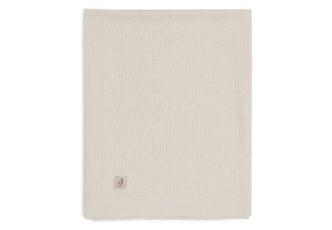 Pături pentru bebeluși - Pătură bebeluși tricotată bumbac organic 100x75 cm Cozy Knit Ivory Jollein