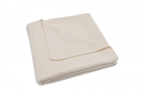 Pătură bebeluși tricotată bumbac organic 100x75 cm Cozy Knit Ivory Jollein [3]