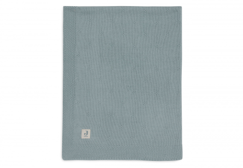 Pături pentru bebeluși - Pătură bebeluși tricotată din bumbac organic pentru bebeluși 100x75 cm Cozy Knit Sea Green Jollein