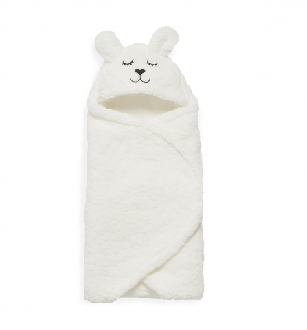 Pături pentru bebeluși - Păturică de înfășat bebeluși cu glugă pentru bebeluși Bunny alb Jollein