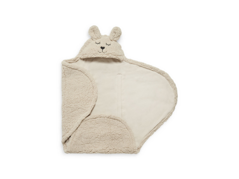 Păturică de înfășat bebeluși cu glugă pentru bebeluși Bunny bej Jollein [1]