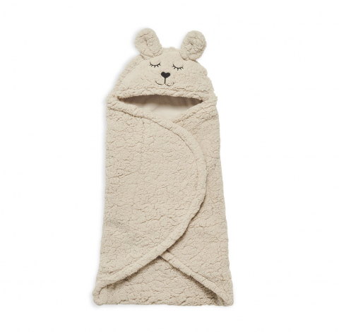 Pături pentru bebeluși - Păturică de înfășat bebeluși cu glugă pentru bebeluși Bunny bej Jollein