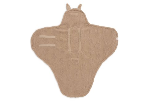 Păturică pentru înfășat bebeluși cu glugă bej Miffy Jacquard Teddy Biscuit Jollein [3]