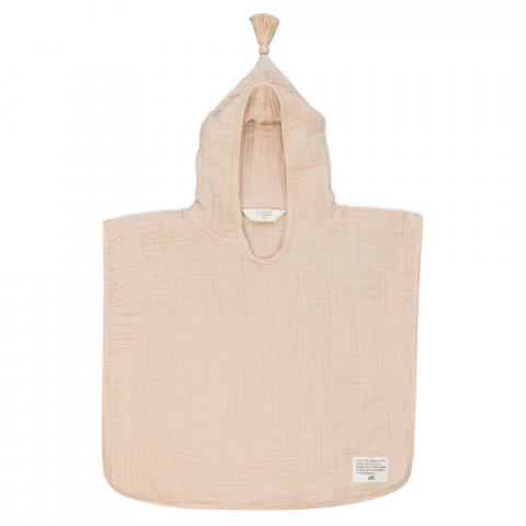 Poncho baie copii - Prosop de baie tip poncho din bumbac 100% organic, Almond