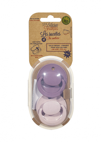 Suzetă cu tetină rotundă set 2 bucăti, roz Le Biberon Francais [2]