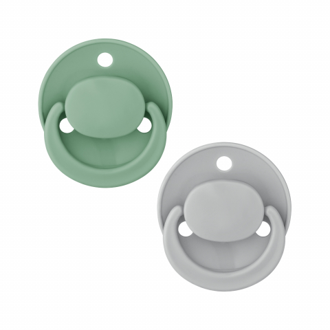 Suzete - Suzetă cu tetină rotundă set 2 bucăti, verde gri Le Biberon Francais