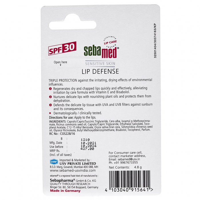 Balsam dermatologic protector pentru buze Sebamed SPF 30, 4.8 g [4]