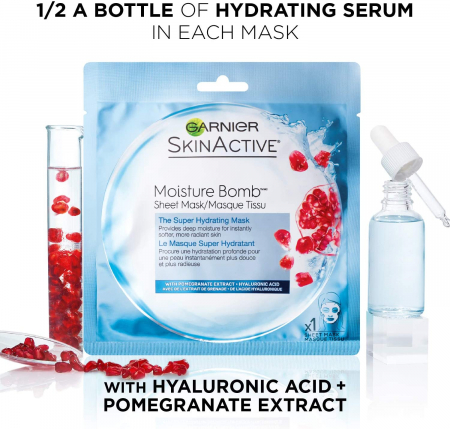 Mască șervețel Garnier Moisture + Aqua Bomb cu rodie, 32 g [6]