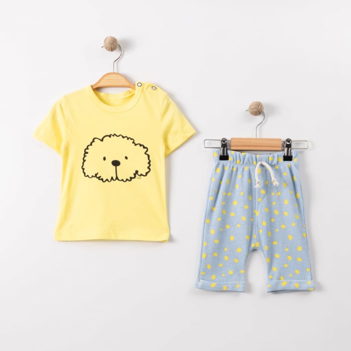 Set 2 Piese Vara pentru Baietei Puppy -Tricou Galben [1]