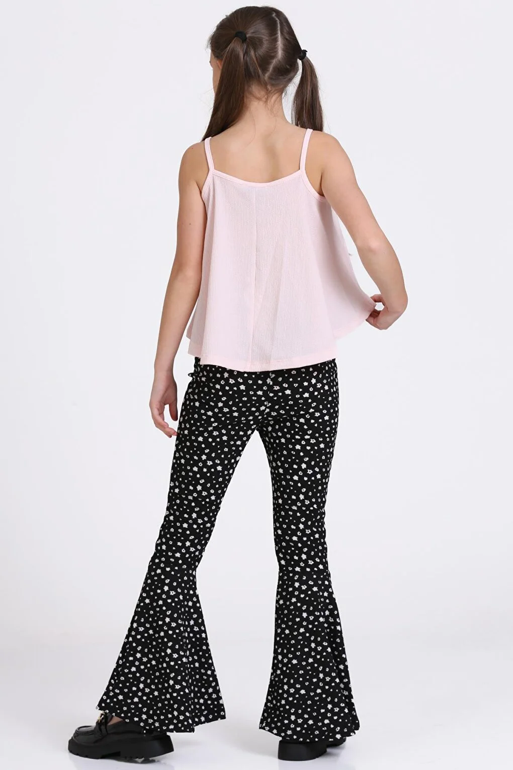 Set 2 Piese Fete Adelyn - Maiou Roz și Pantaloni Evazați Negri [2]