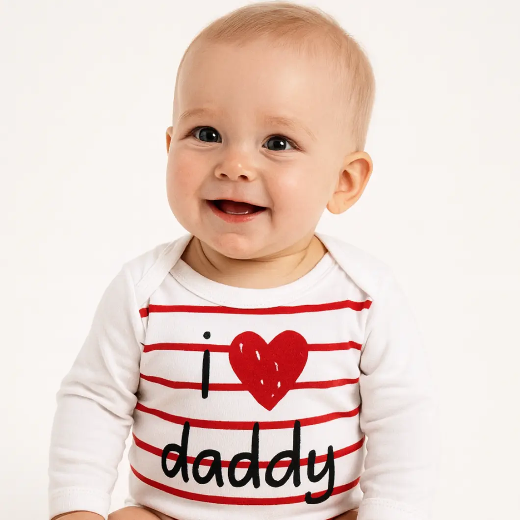 Body Bebeluși I Love Daddy Alb/Ecru Bumbac [3]