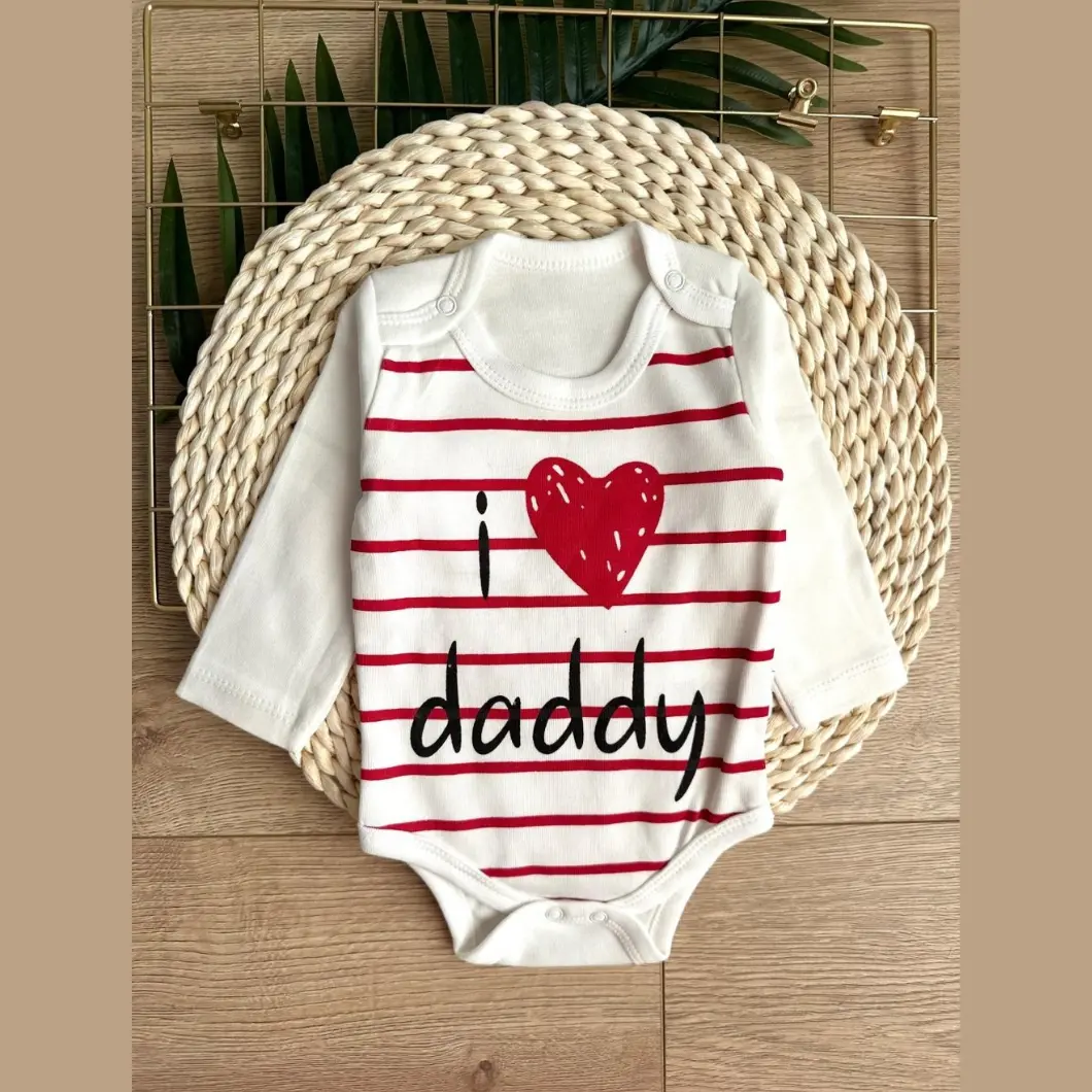 Body Bebeluși I Love Daddy Alb/Ecru Bumbac [8]