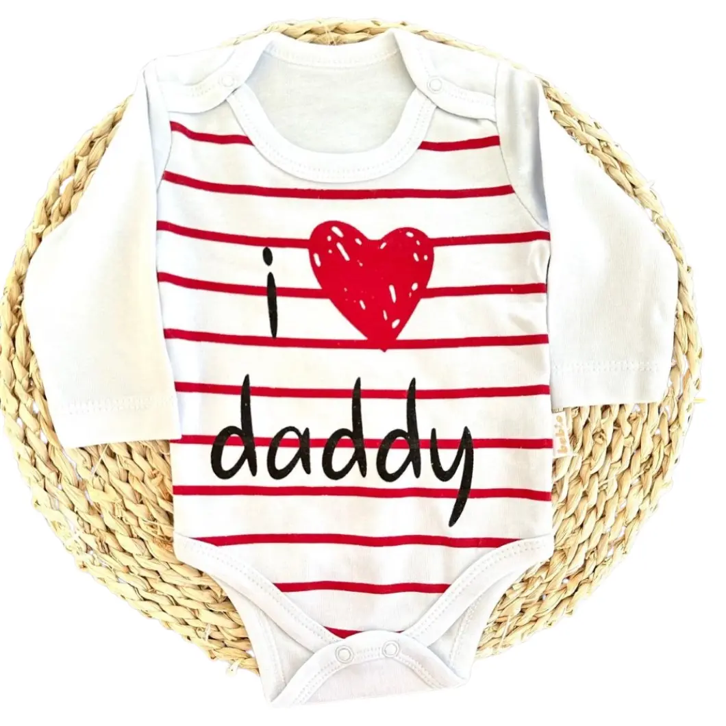Body Bebeluși I Love Daddy Alb/Ecru Bumbac [2]
