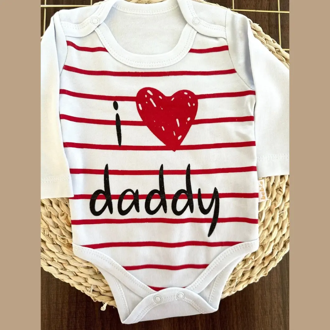 Body Bebeluși I Love Daddy Alb/Ecru Bumbac [6]