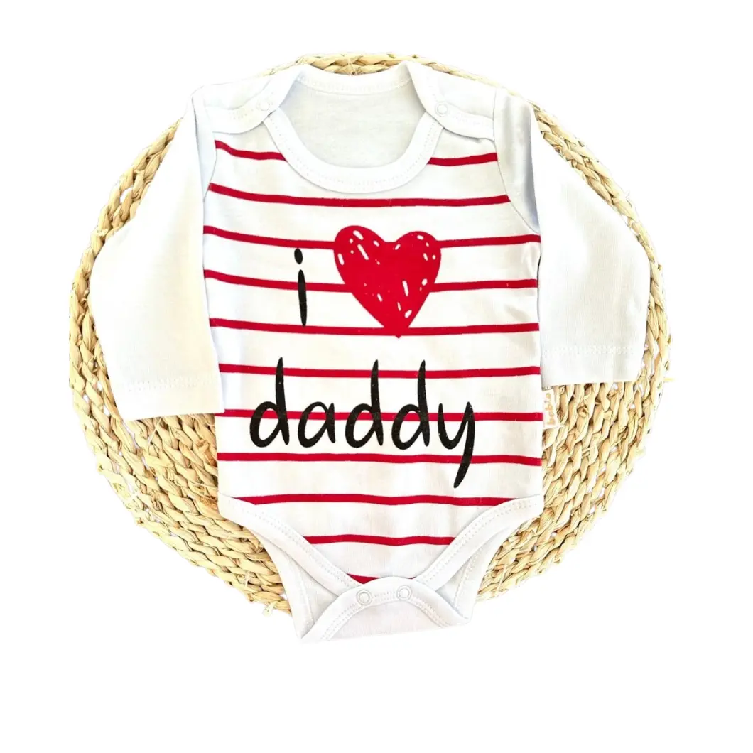 Body Bebeluși I Love Daddy Alb/Ecru Bumbac [4]