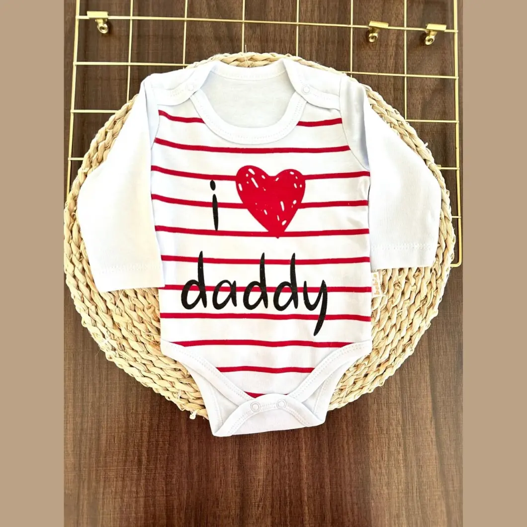 Body Bebeluși I Love Daddy Alb/Ecru Bumbac [5]