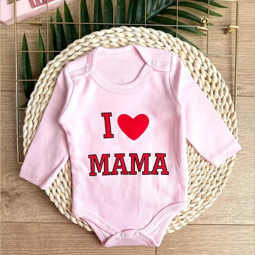 Body Fetițe I Love Mama Roz Bumbac [5]